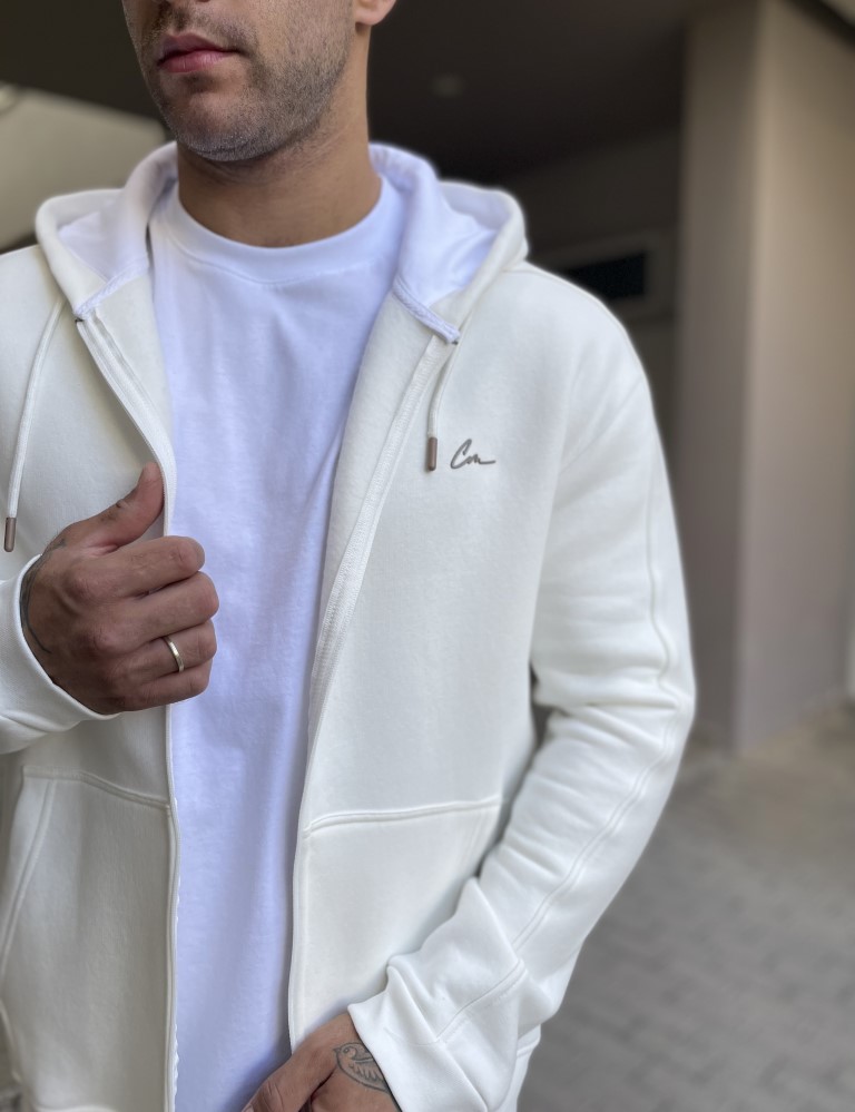 Ανδρική λευκή ζακέτα φούτερ 4277L φωτογραφία